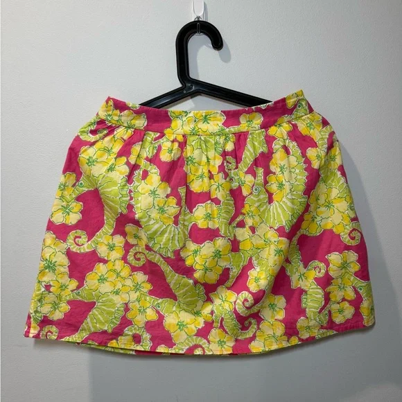 Lilly Pulitzer Whitley Seahorse Skirt with Pockets. Pink/Yellow/Green. Size 2. - Picture 5 of 5